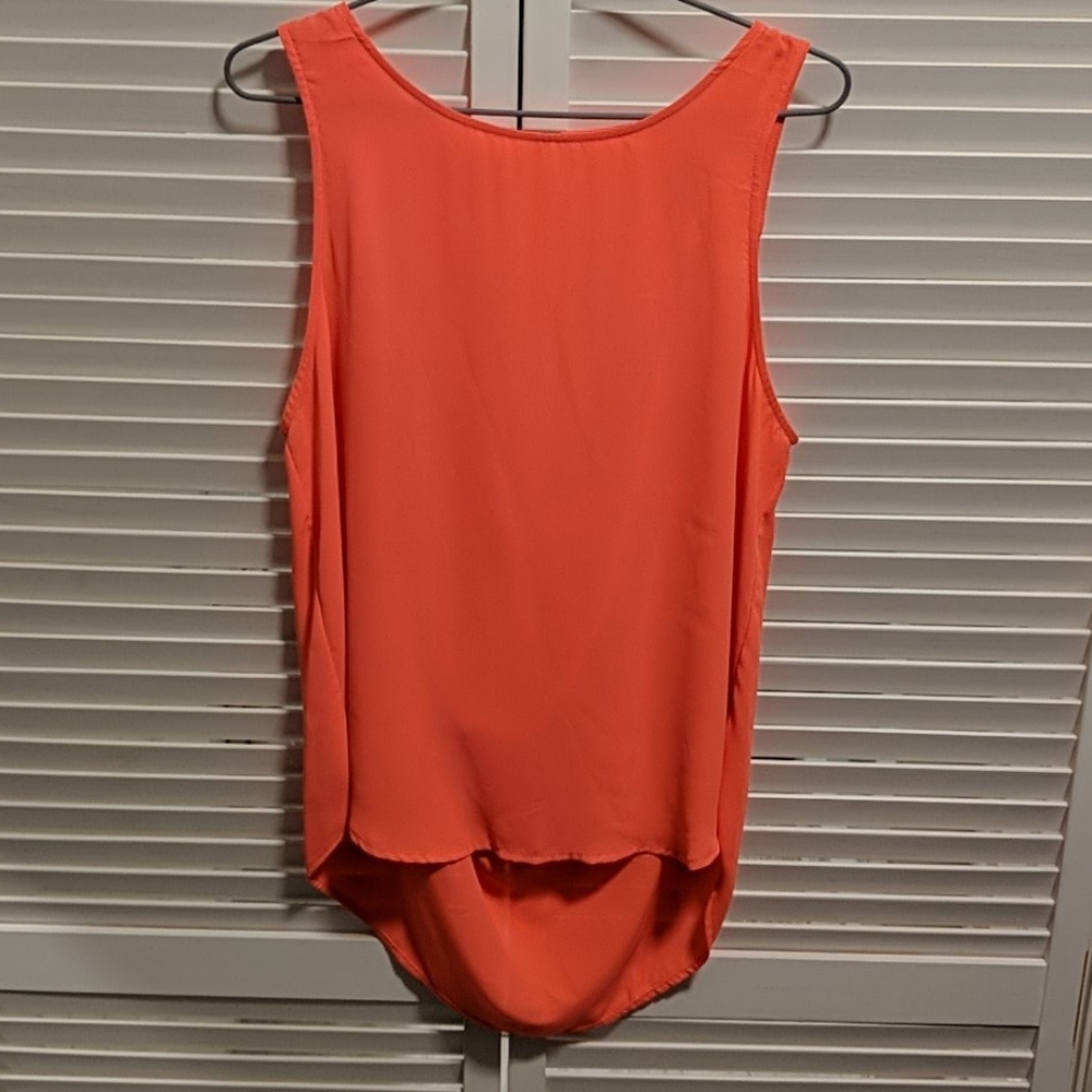 Coral back scoop chenille blouse